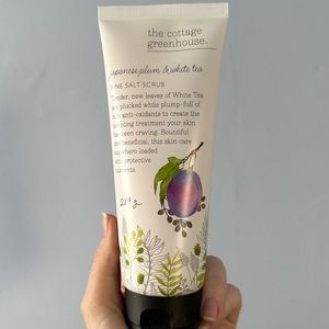 The Cottage Greenhouse Fine Salt Scrub. Japanese Plum & White Tea. New.